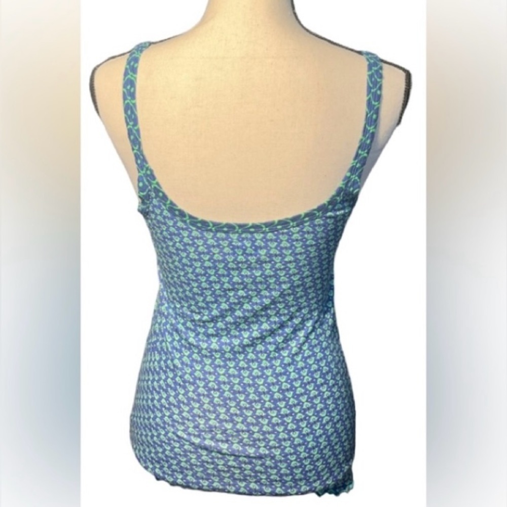 Free People cami sleeveless tank top blue & green print Small EUC - Picture 4 of 13